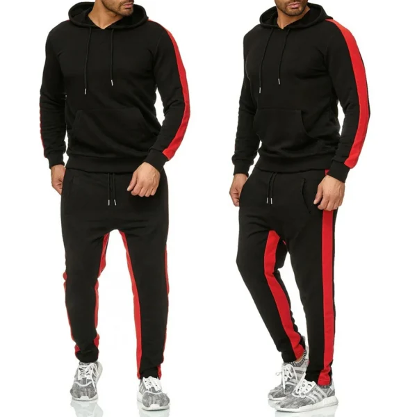 Men's 2 Piece Tracksuit Color Block Sweatsuit Stripes Casual - Image 3