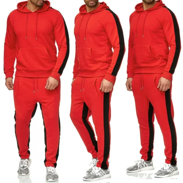 Men's 2 Piece Tracksuit Color Block Sweatsuit Stripes Casual - Image 2